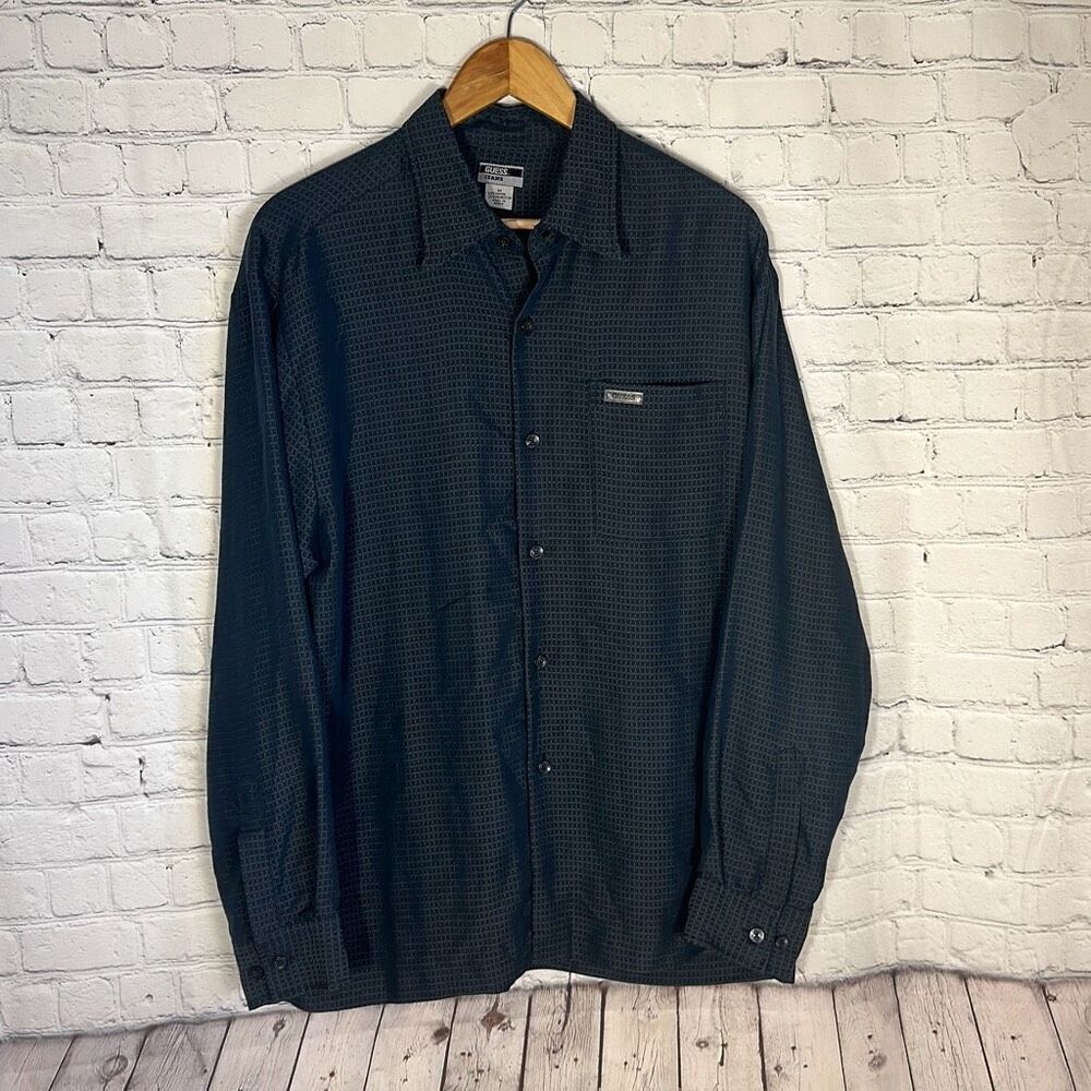 Guess Jeans Rayon Button Down Long Sleeve Shirt size Medium M USA